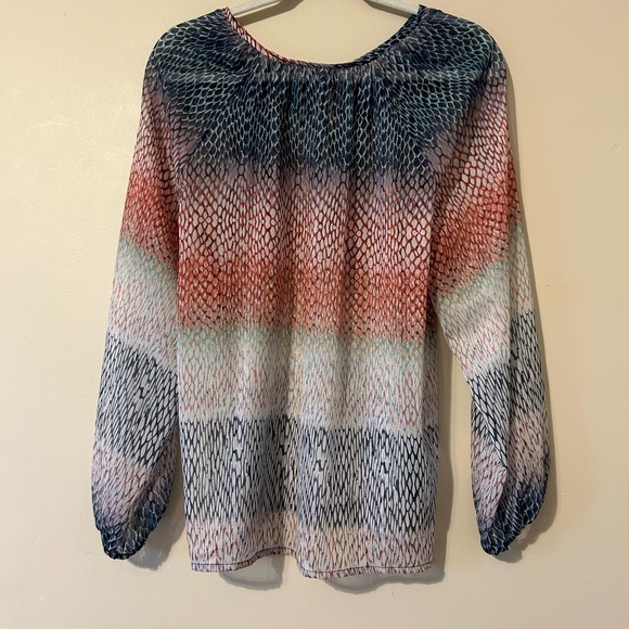 Liverpool Ombré Snake Print Sheer Mesh Oversized Pesant Blouse Top Small - Picture 5 of 10